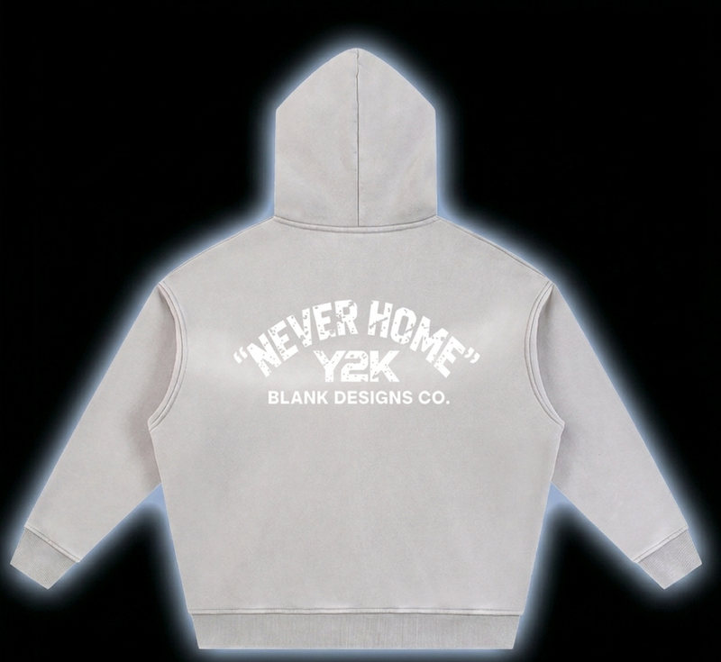 BlankDesignsCo vintage Zip Up "Never Home" Hoodie