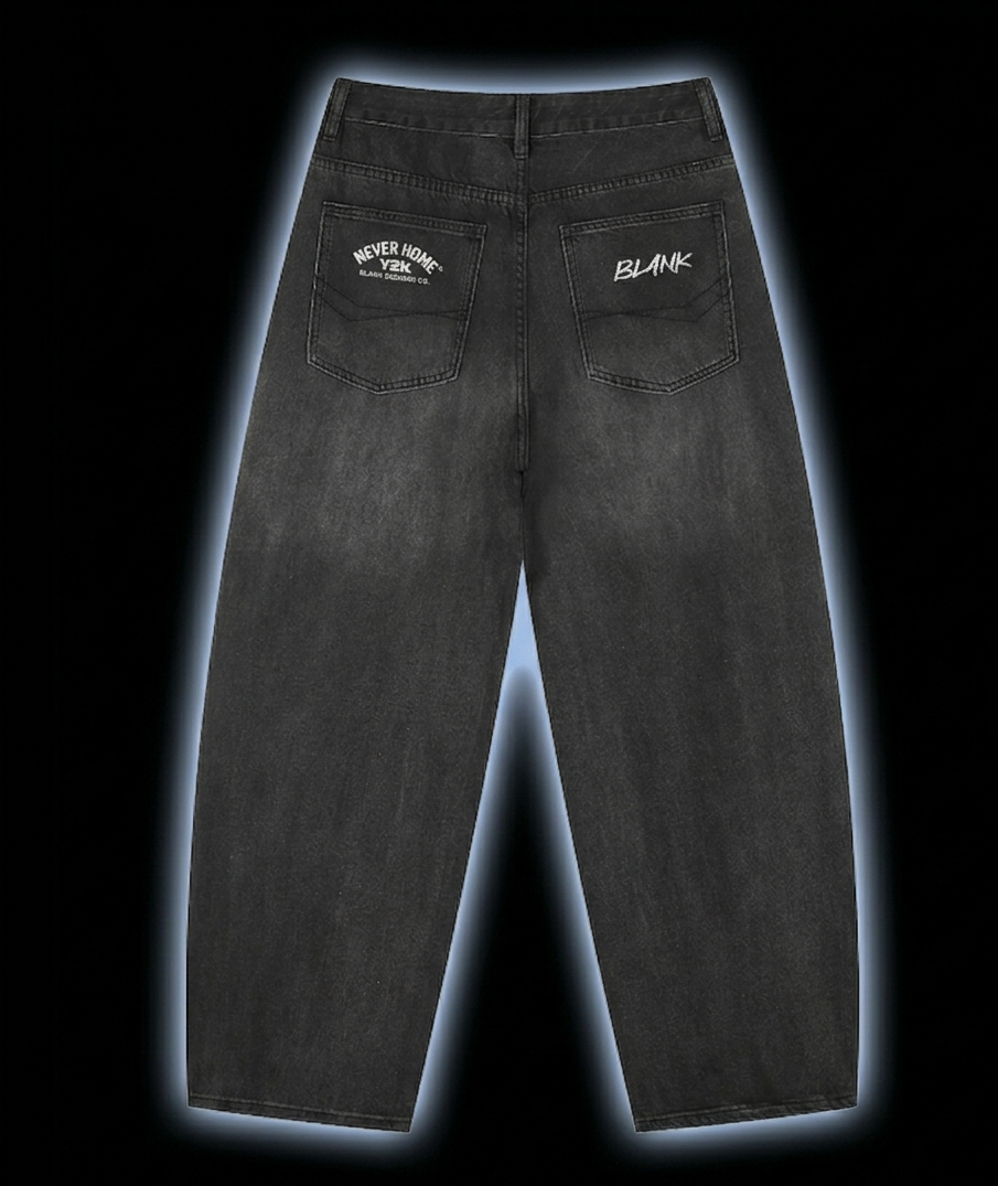 BlankDesignsCo "Never Home" Washed Barrel Leg Jeans